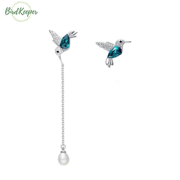 BOUCLES D’OREILLES OISEAUX - PERLE SUSPENDUE