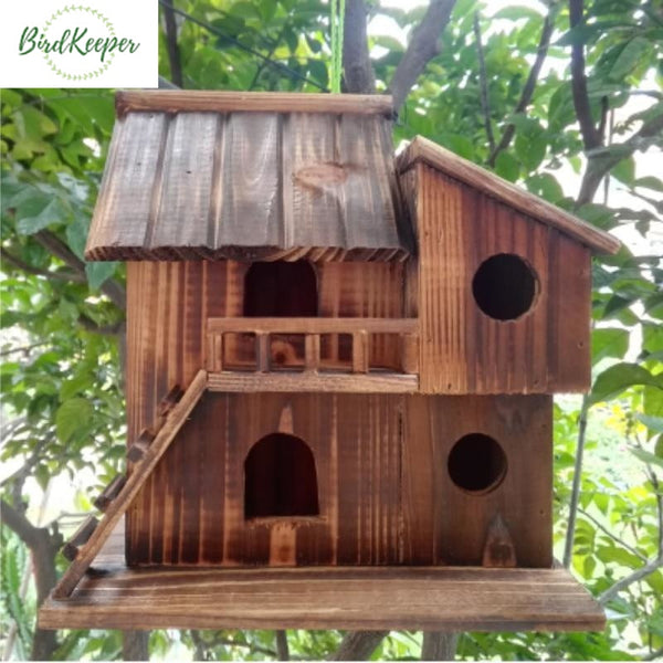 petite maison en bois et mangeoire à oiseaux dans le jardin. nichoir vide  fabriqué à la main à partir de bois à l'extérieur 19465764 Photo de stock  chez Vecteezy